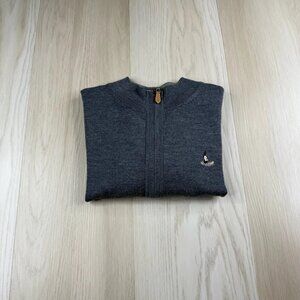 Donald Rose Mens Gray Quarter Zip Merino Woolen Pullover Sweater Size Large